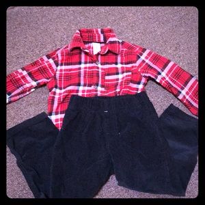4T Carters Flannel Plaid w black corduroys